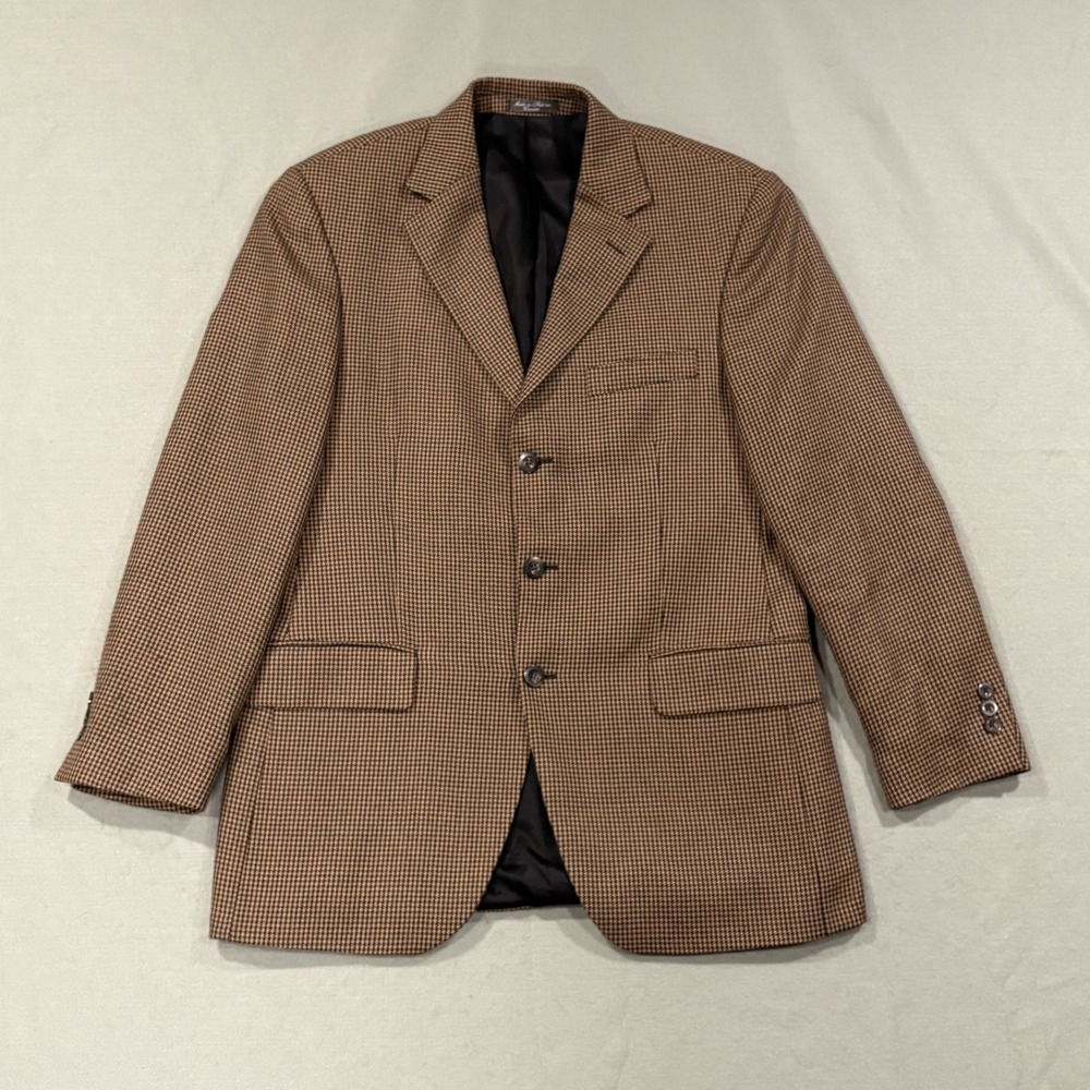 Loro Piana Blazer Mens 40 Brown Tweed Camel‎ Hair Check Collared Arnold Brant